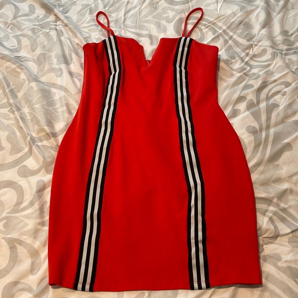 Orange Stripe Bodycon Dress